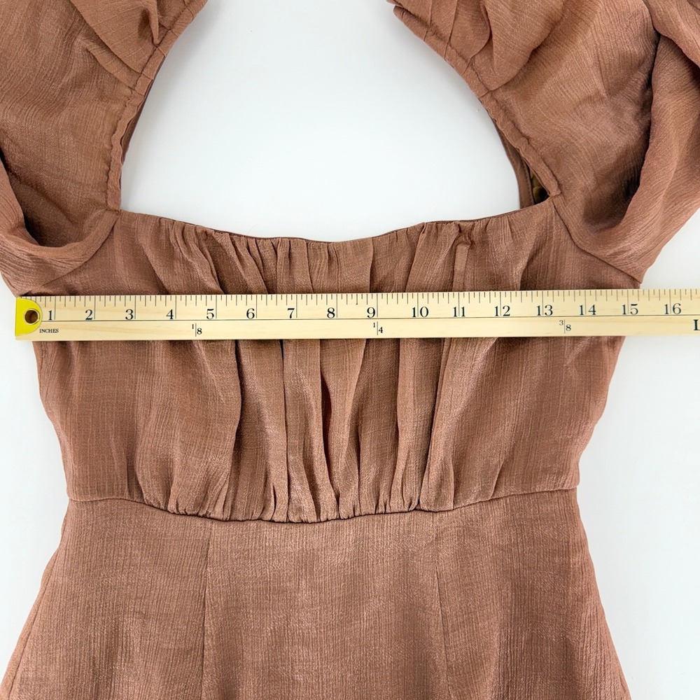 ASTR‎ Size S Mauve Puff Sleeve Square Neck Ruffle Mini Dress New With Tags - Picture 8 of 11